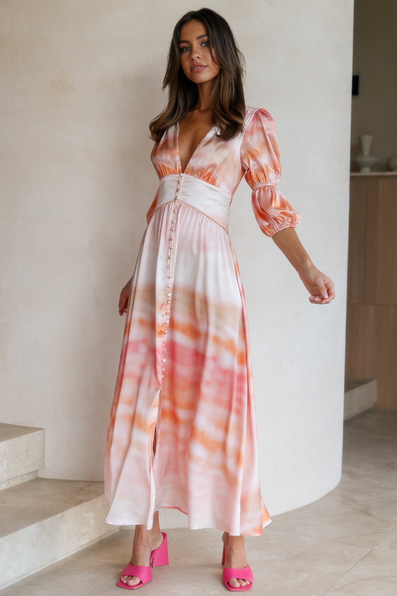 Love Once Midi Dress Orange