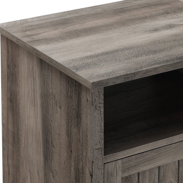 Modern Open Shelf End Table， Grey Wash