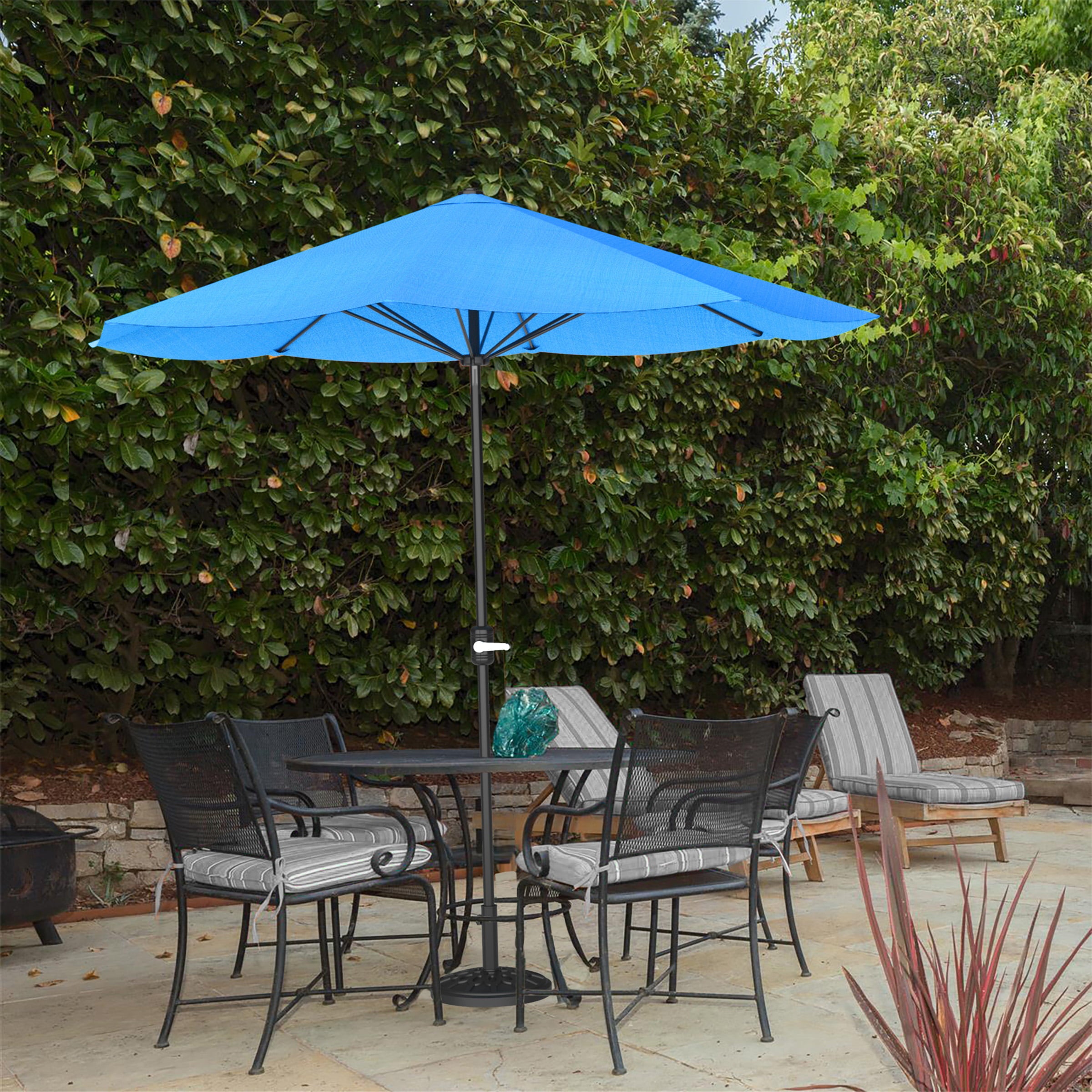 Pure Garden Patio Market Umbrella, 9 ft. Aluminum, Auto Crank, Brilliant Blue