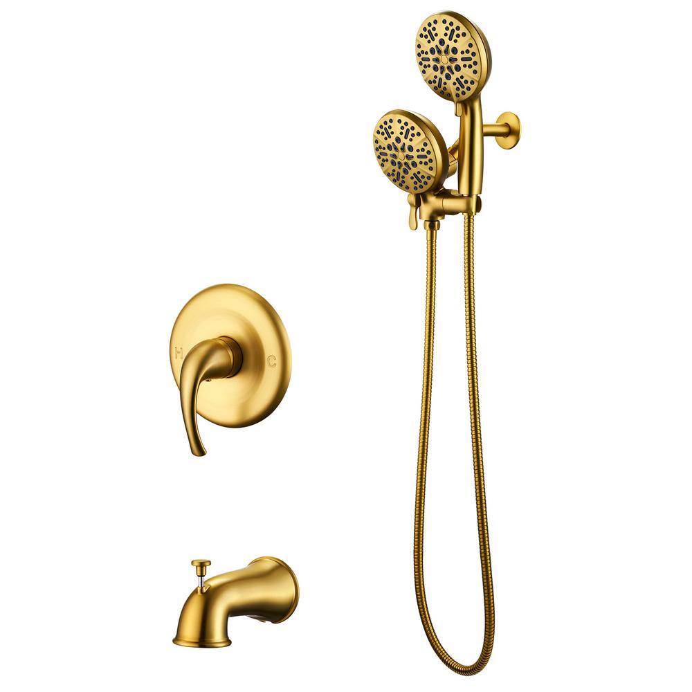 ELLOALLO Single-Handle 48-Spray Tub and Shower Faucet and Handheld Combo with 5 in. Shower Head in Brushed Gold (Valve Included) ES-NG-T1006