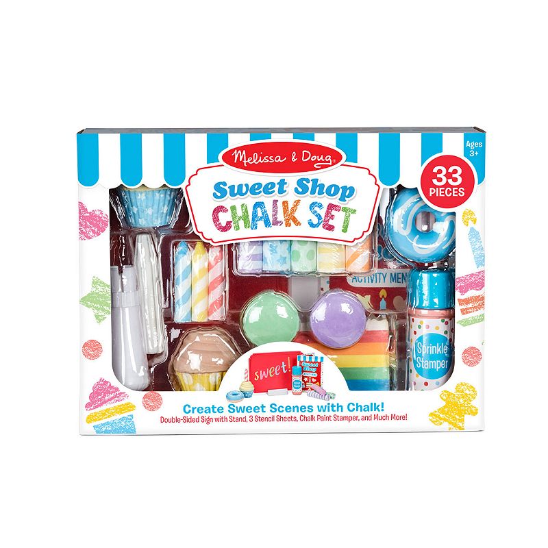 Melissa and Doug 33-Piece Sweet Shop Multi-Colored Chalk and Holders Play Set