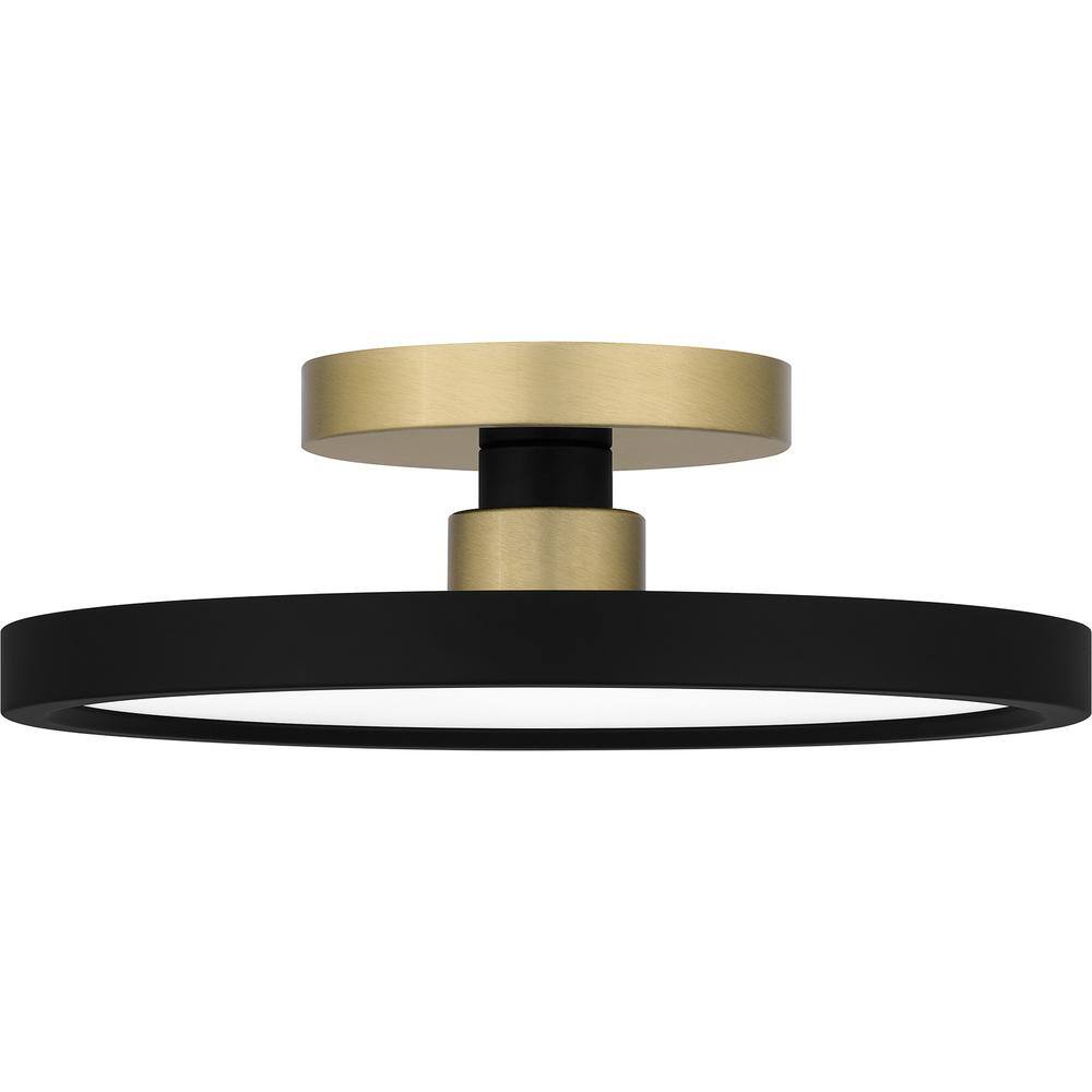 Hampton Bay Morrilton 13 in. 20-Watt Matte Black and Gold Integrated LED Semi-Flush Mount HD6108B