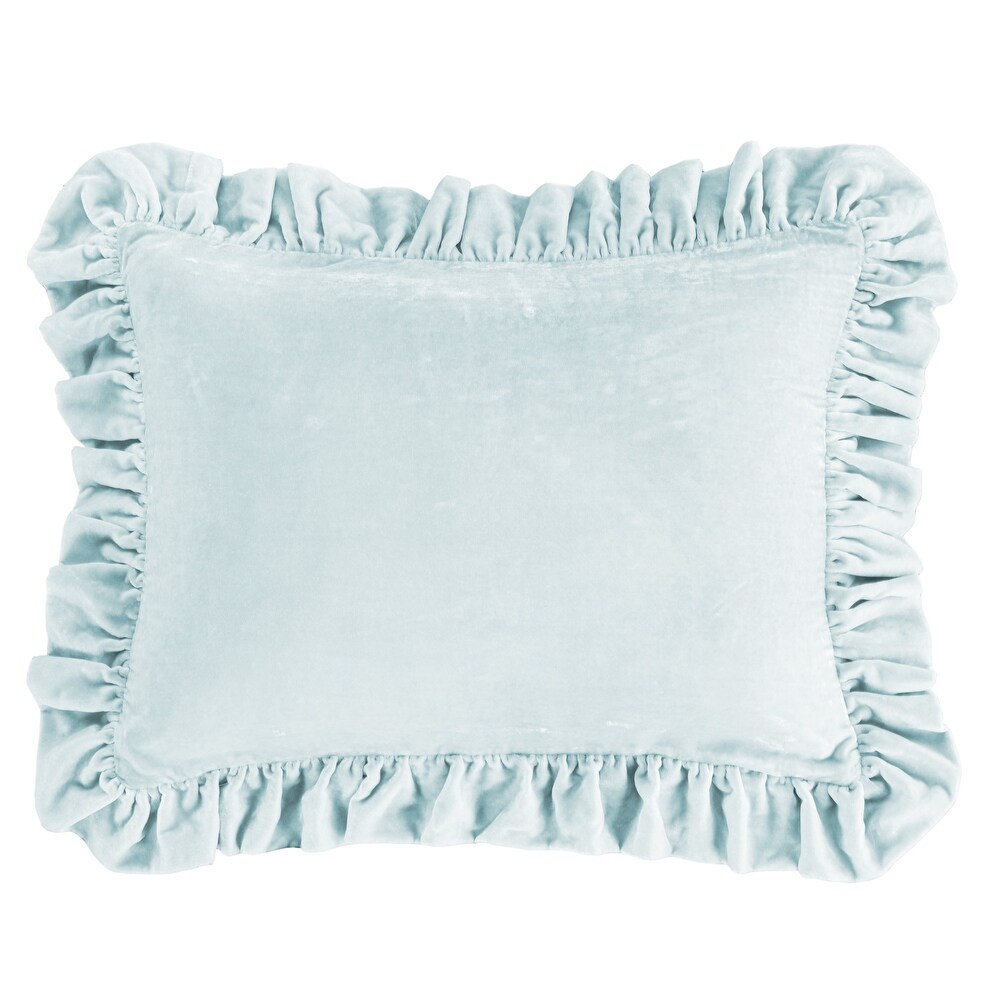 HiEnd Accents Stella Faux Silk Velvet Ruffled Dutch Euro Pillow  27\