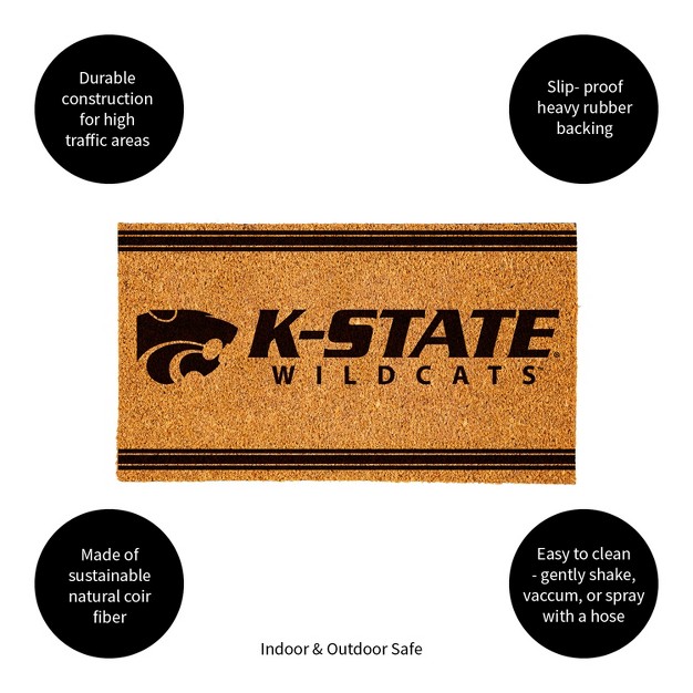 Evergreen Kansas State University Logo Turf Mat Brown 28 X 16 Inches Indoor Outdoor Doormat