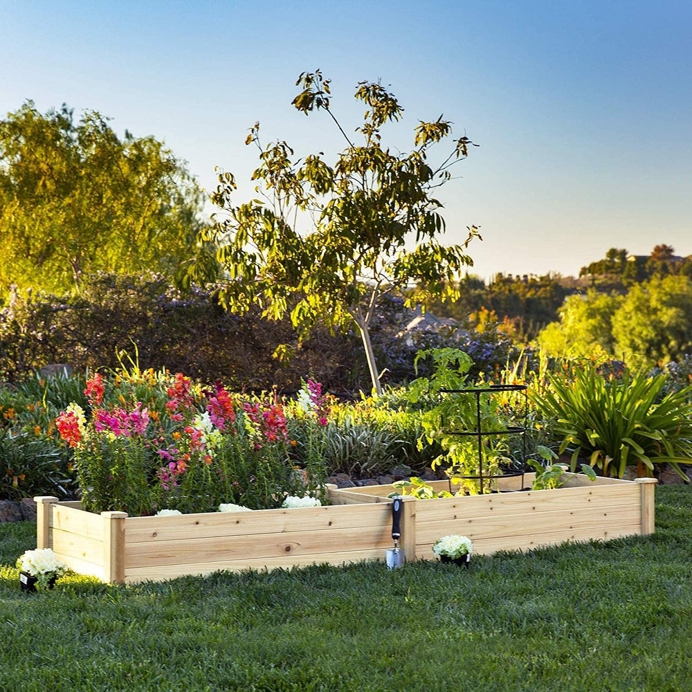 SUNCROWN 8 foot Wooden Garden Bed Planter Box