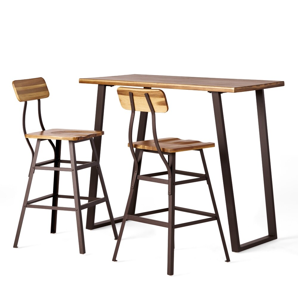 Ramona 3 piece Acacia Wood Bar Set by Christopher Knight Home