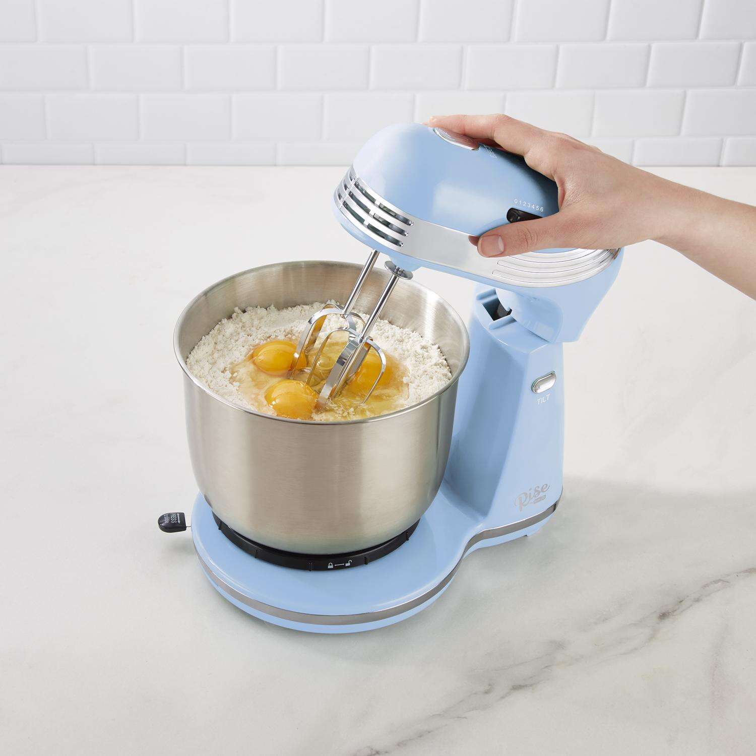 Rise by Dash Aqua Sky 3 qt. cap. 6 speed Stand Mixer