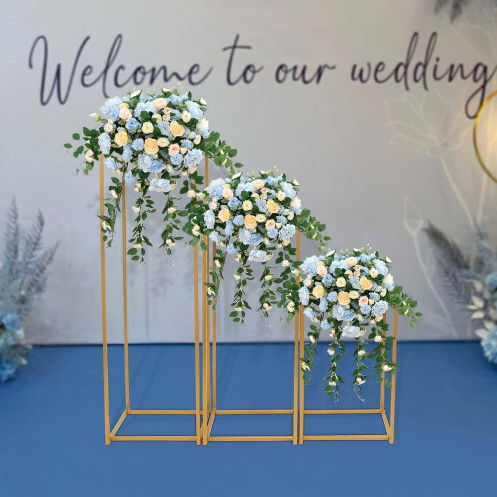 YIYIBYUS Different Height Metal Wedding Road Guide Tabletop flower stand 3-Piece OT-ZJGJ-4218