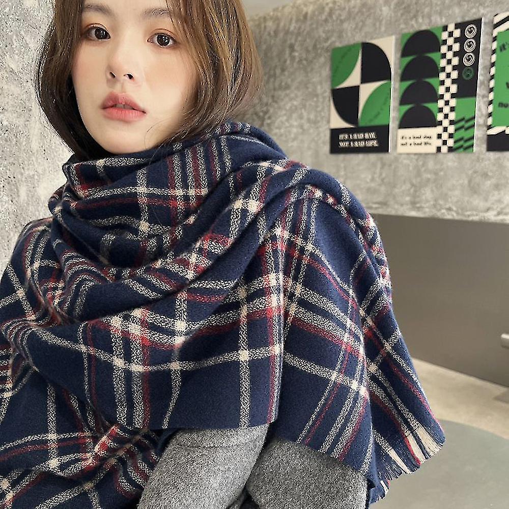 Women's Fashion Scarves With Cute Grid Breathable Imitation Cashmere Design For Cold Weather Outdoor Skiing And Cycling