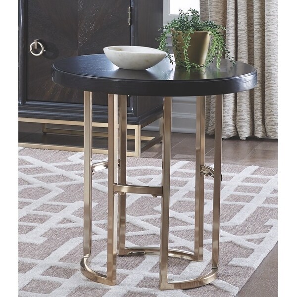 Contemporary Modern Elegant Rose Gold Base Coffee and Side Table