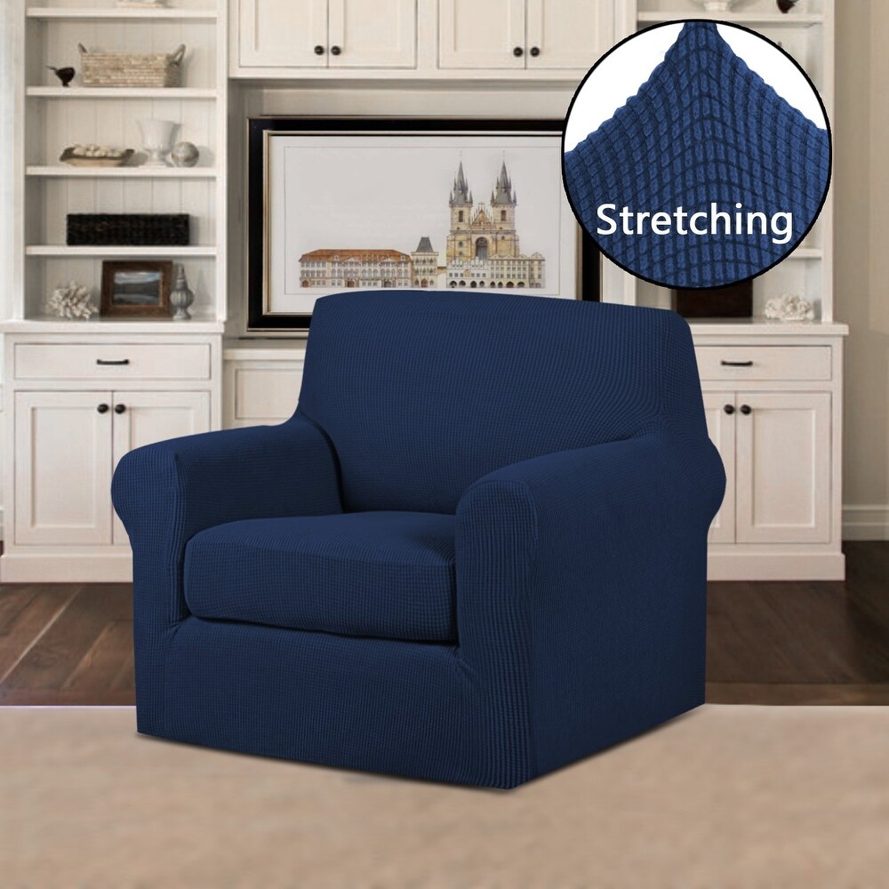 PrimeBeau 2 Piece Jacquard Stretchy Slicpver Chair Size   7565