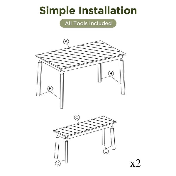 Modern 3Piece Acacia Wood Dining Set with 2 Benches