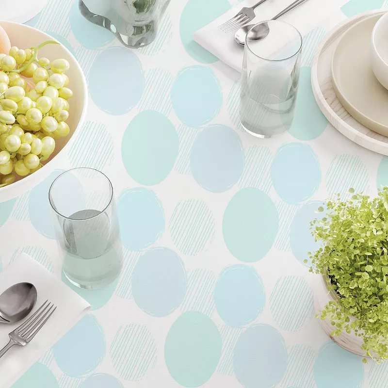 Square Tablecloth， 100% Polyester， 60x60， Blue Polka Dot Scribble