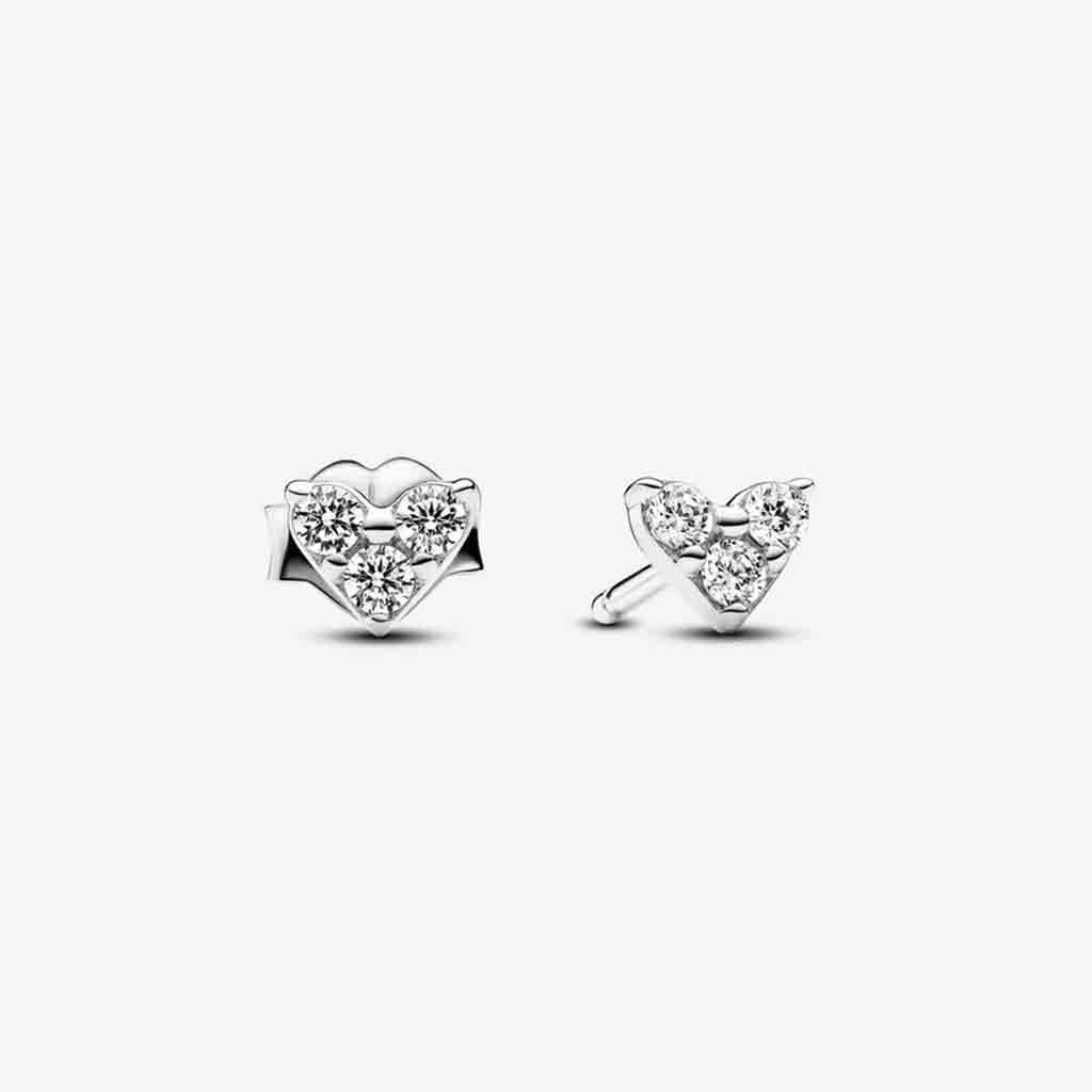 PANDORA  Triple Stone Heart Stud Earrings