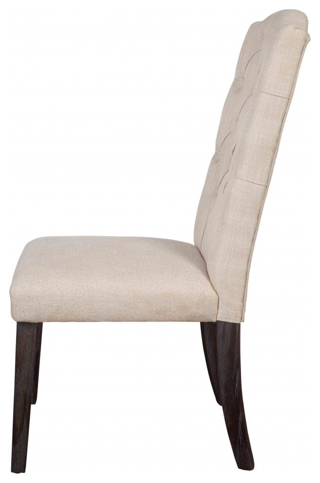 26 quotx21 quotx41 quotBeige Linen Espresso Wood Side Chair Set of 2   Transitional   Dining Chairs   by HomeRoots  Houzz