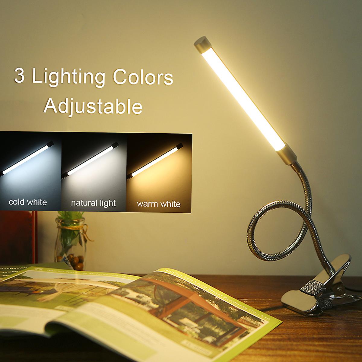 Dc5v 20 Leds Clamp Clip-on Desk Light Usb Powered Table Lamp 3 Color Temperatures 10 Levels Adjustable Brightness Dimmable Flexible Bendable Foldable