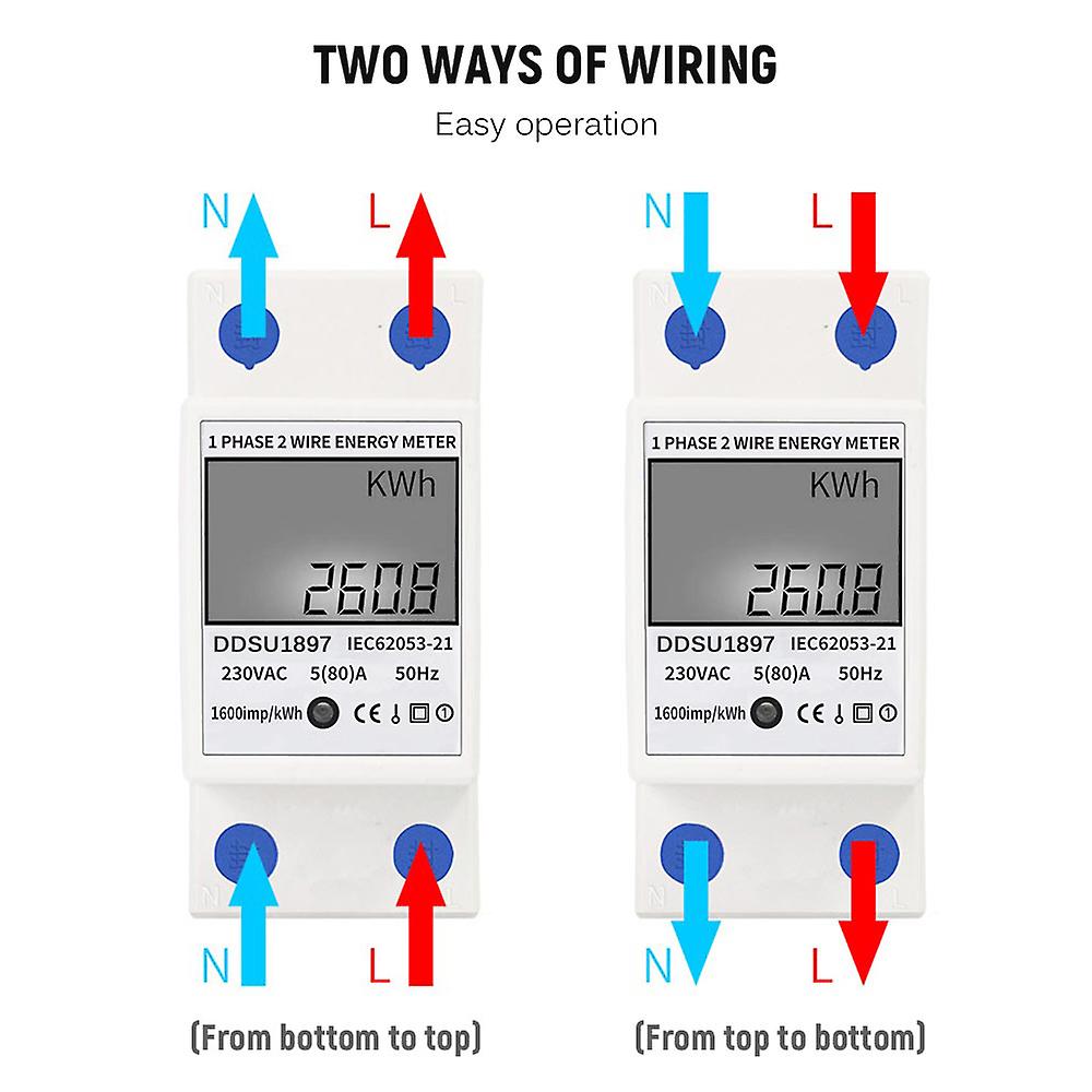 Digital Electric Energy Meter Single Phase Din Rail Electricity Meter One Phase Two Wire Multifunction Electrical Meter