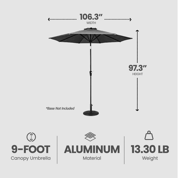 Four Seasons Courtyard 9 Foot Belmont Market Umbrella Round Olefine Fabric Outdoor Backyard Shaded Canopy With Customizable Adjustments Navy