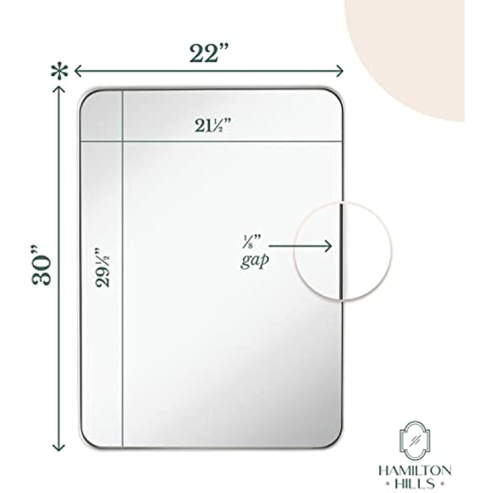 Contemporary White Metal Wall Mirror | Glass Panel White Framed Rounded Corner Deep Set Design  (22