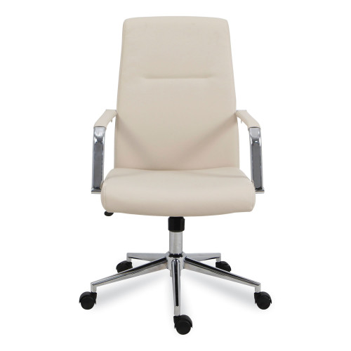 Workspace by Alera Leather Task Chair， Supports Up to 275 lb， 18.19 to 21.93 Seat Height， White Seat， White Back (WS4106)