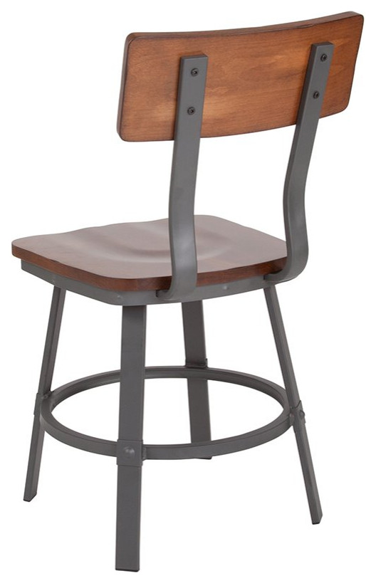 Flash Furniture Flint Metal Dining Side Chair in Rustic Walnut   Industrial   Dining Chairs   by Homesquare  Houzz