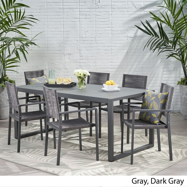 Blan 6seater Aluminum Dining Set by Christopher Knight Home