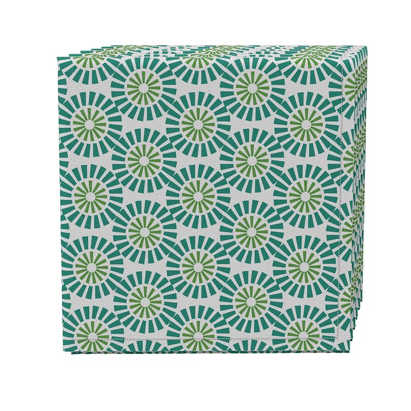 Napkin Set of 4， 100% Cotton， 20x20， Geometric Style Flowers