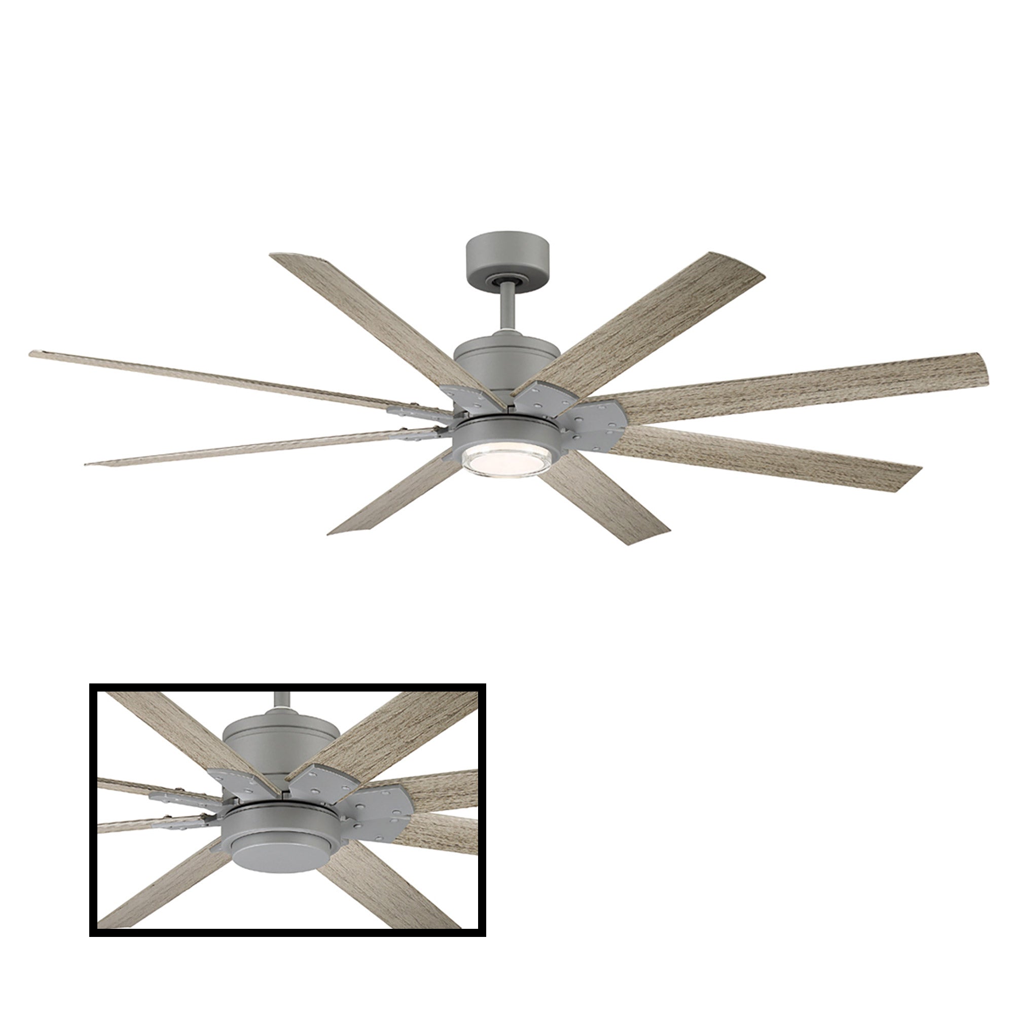 Renegade Indoor and Outdoor 8-Blade Smart Ceiling Fan 66in Graphite Weathered Wood with 3000K LED Light Kit and Remote Control