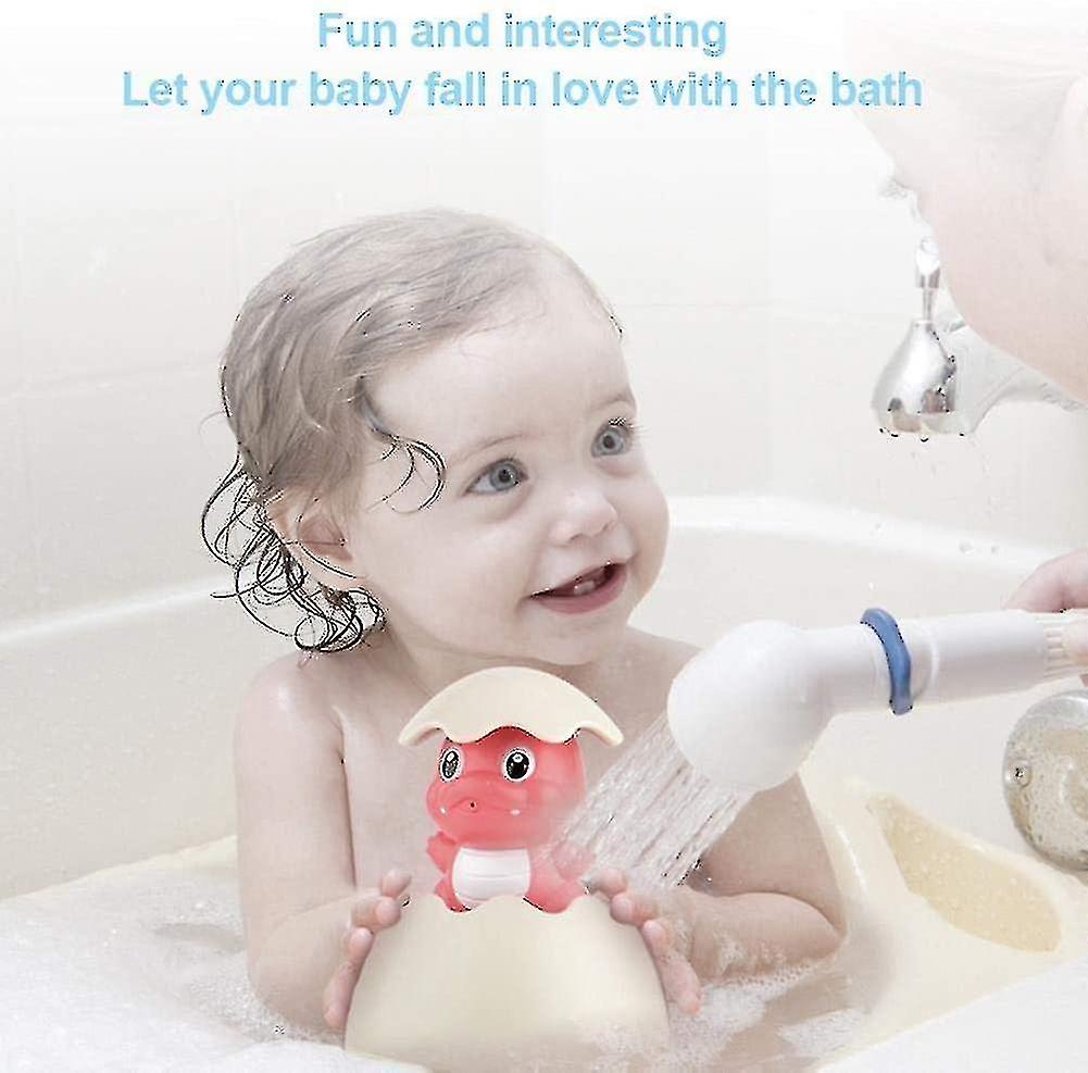 Kids Baby Bathing Swimming Toys Egg Water Spray Sprinkler Gifts- Milky White Red Dinosaur