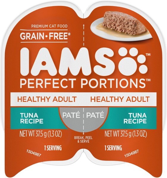 Iams Perfect Portions Healthy Adult Tuna Recipe Pate Grain-Free Cat Food Trays