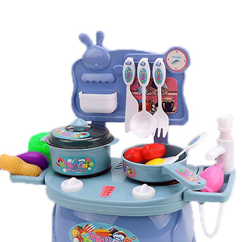 Kitchen Toys Plastic Pretend Food Playset Fruits Vegetables Toys for Children Kids Blue