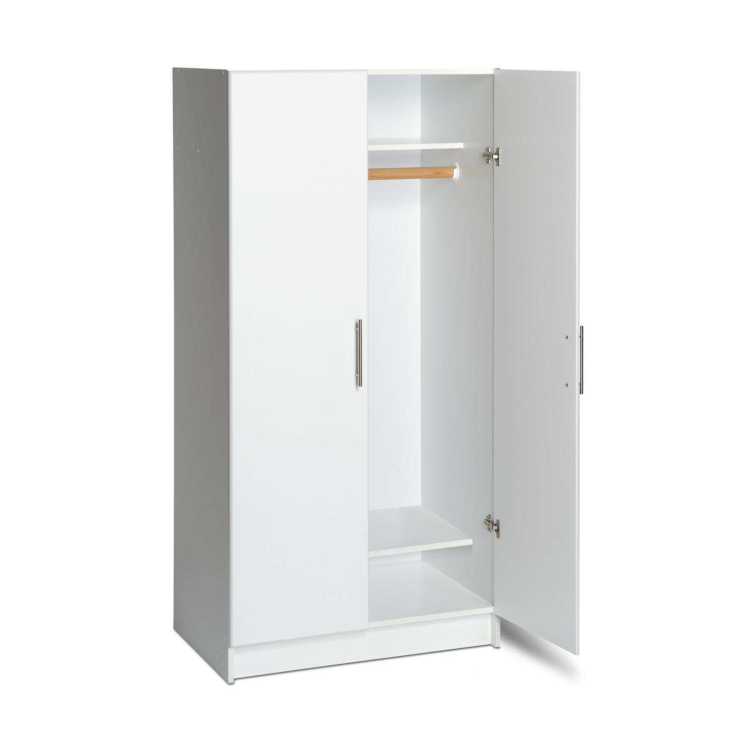 Prepac Elite 32 Wardrobe Cabinet with Adjustable Hinges， White Laminate Finish