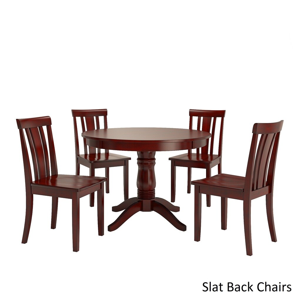 Wilmington II Round Pedestal Base Antique Berry Red 5 Piece Dining Set by iNSPIRE Q Classic