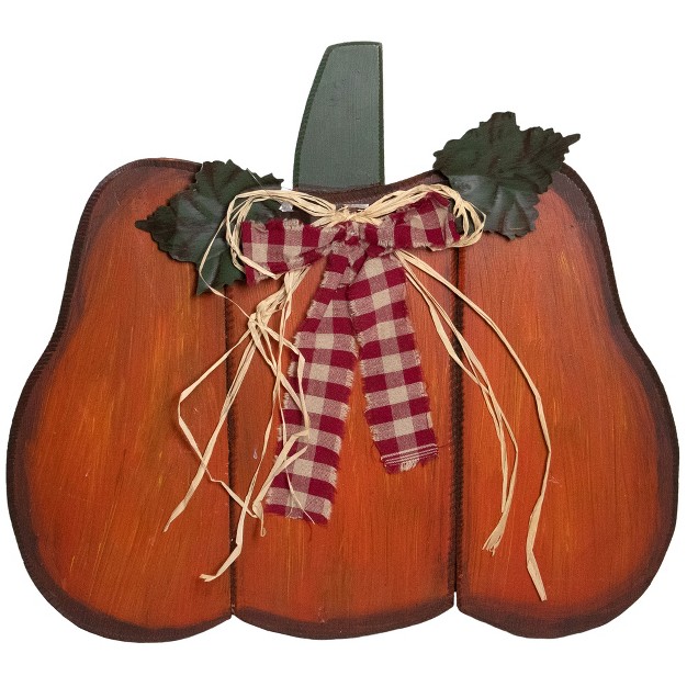 Green And Orange Fall Harvest Wood Pumpkin