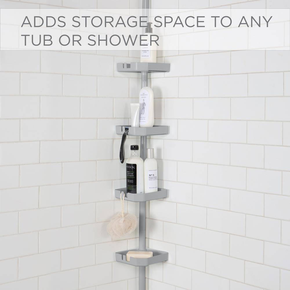 Bath Bliss 4 Tier Tension Corner Shower Organizer Caddy in Grey 10000-GREY