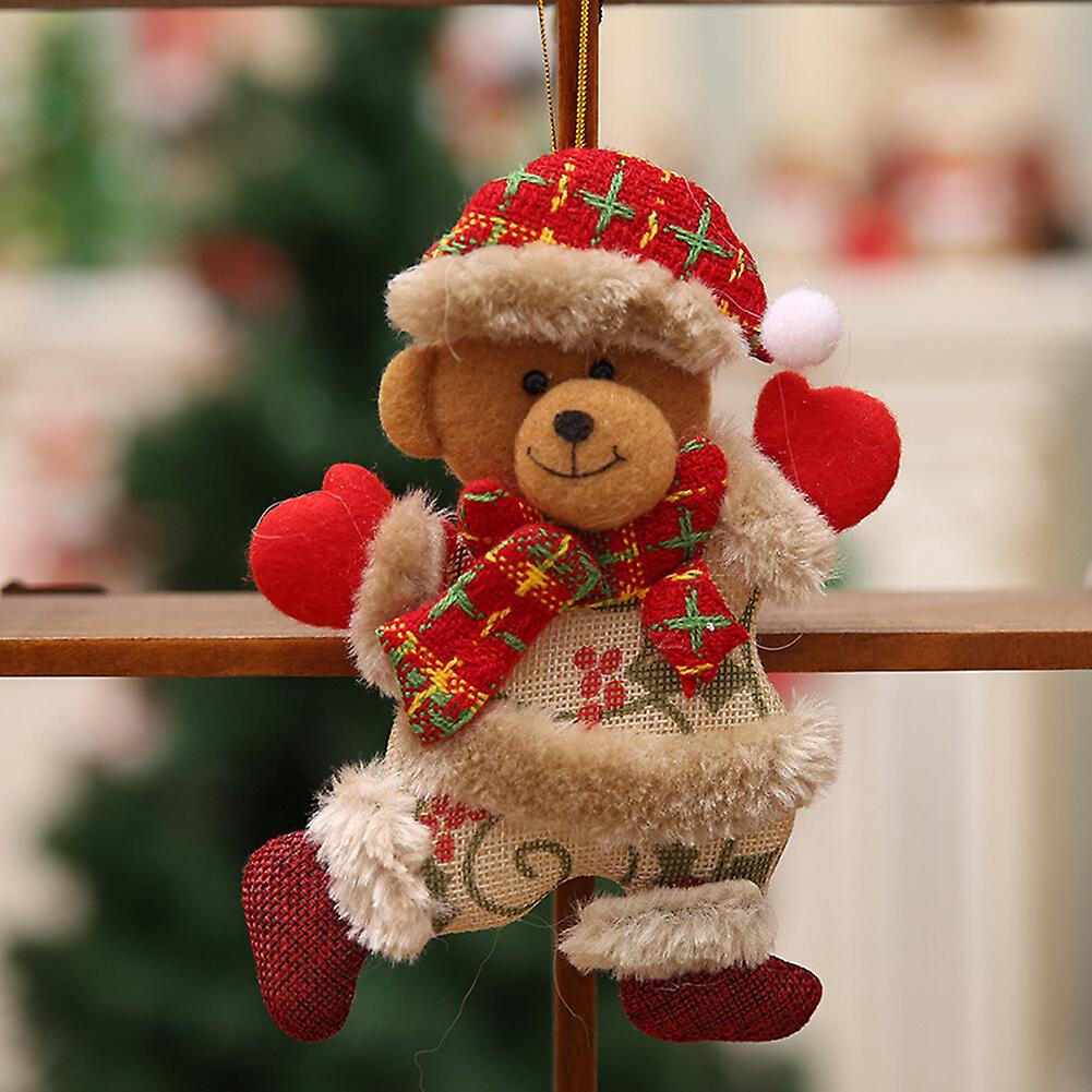 Christmas Tree Decorative Hanging Ornaments， 4 Pack Cute Santa Claus Snowman Elk Bear Plush Toy Christmas Tree Ornaments 2022， Christmas Tree Hanging