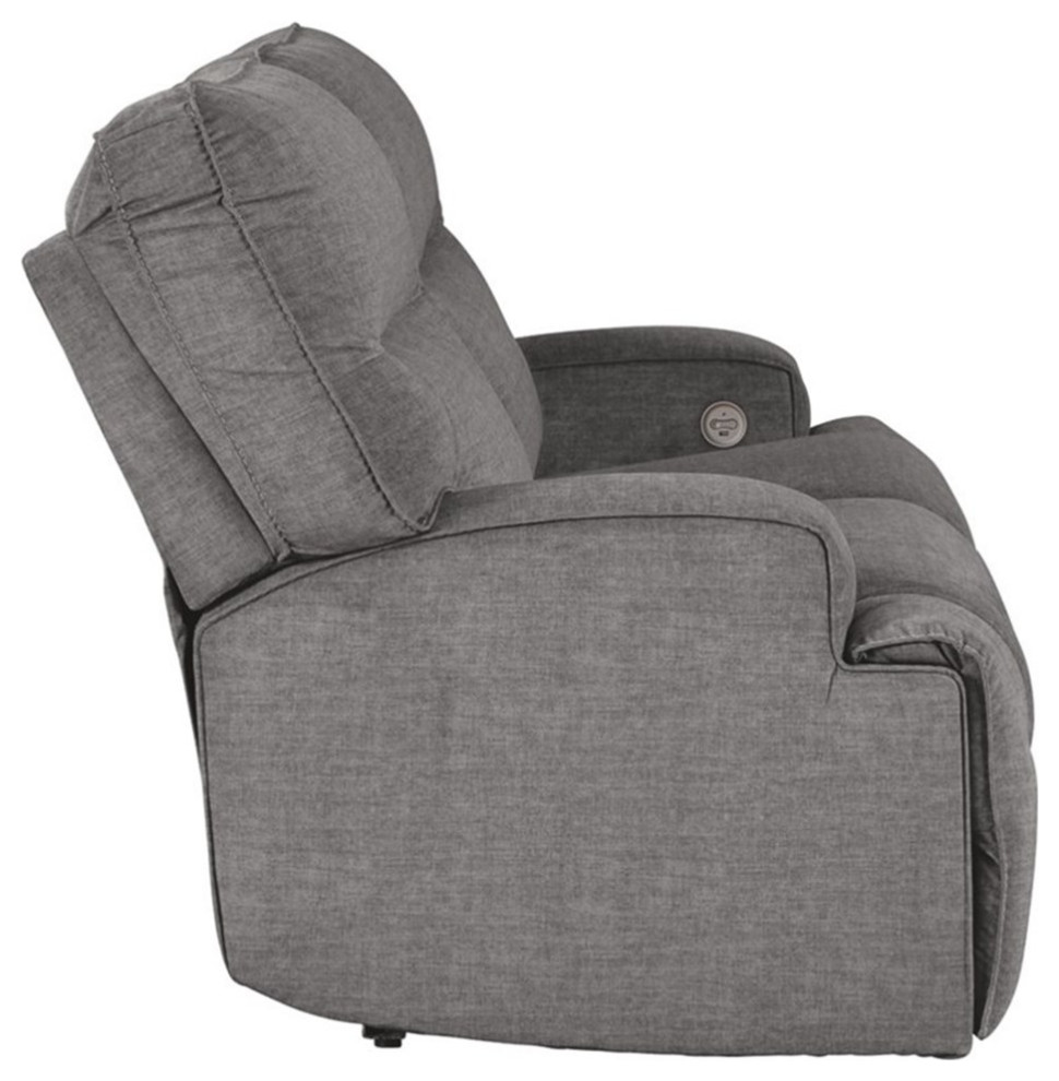 Bowery Hill Contemporary Fabric Gray 2 Seat Power Reclining Sofa   Transitional   Loveseats   by Homesquare  Houzz