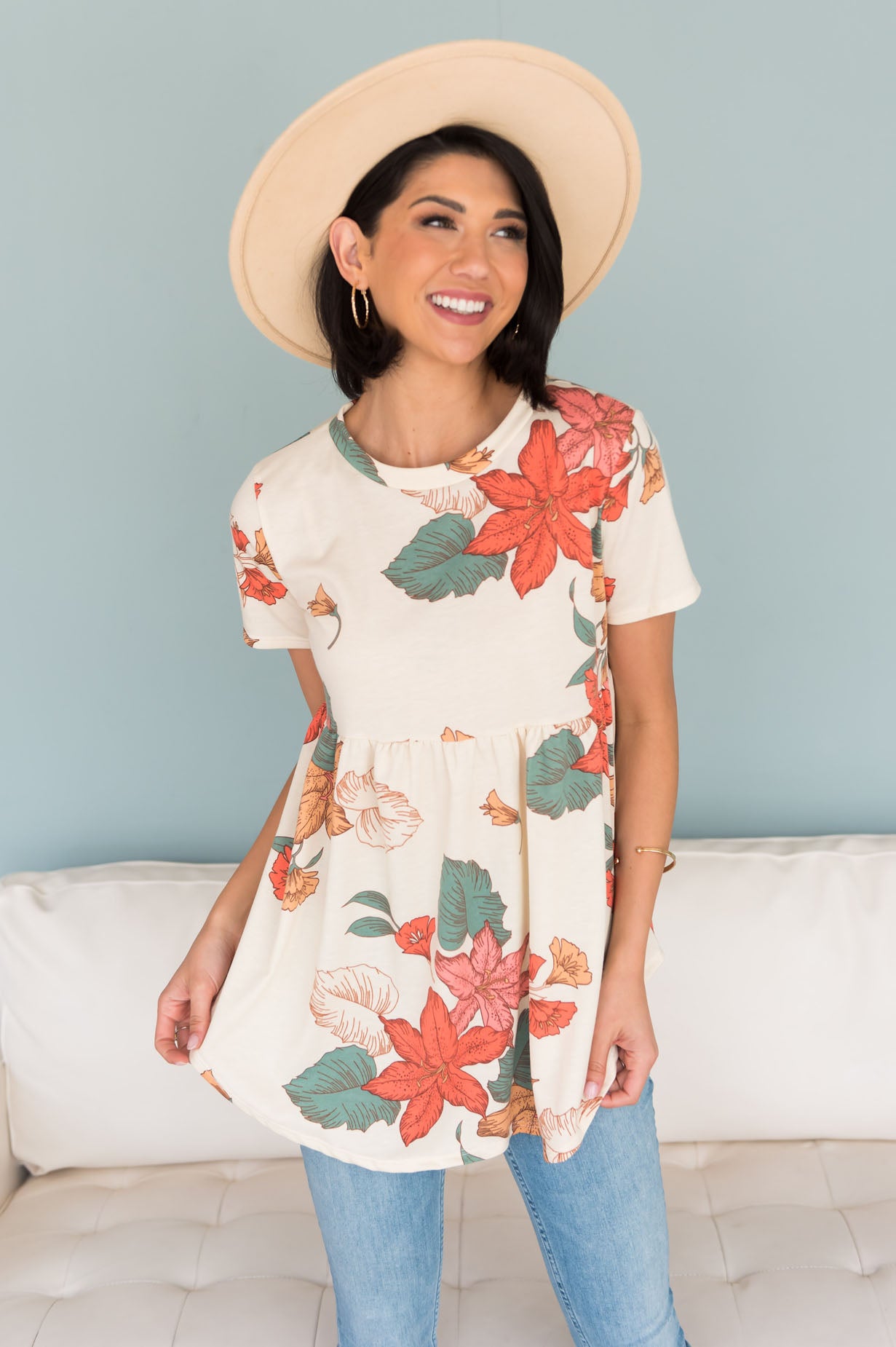 Breezy Floral Modest Babydoll Top