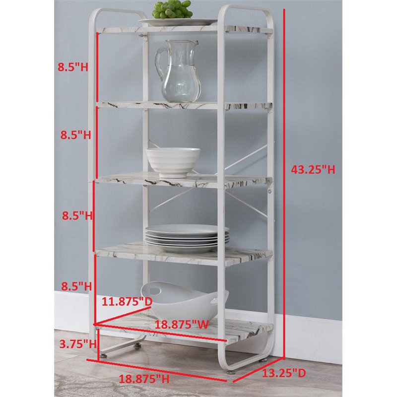 Pilaster Designs Liese 5-tier Transitional Metal Kitchen Bakers Rack in White