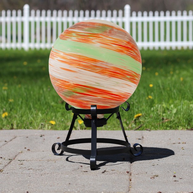 Orange Swirl Designed Outdoor Garden Gazing Ball