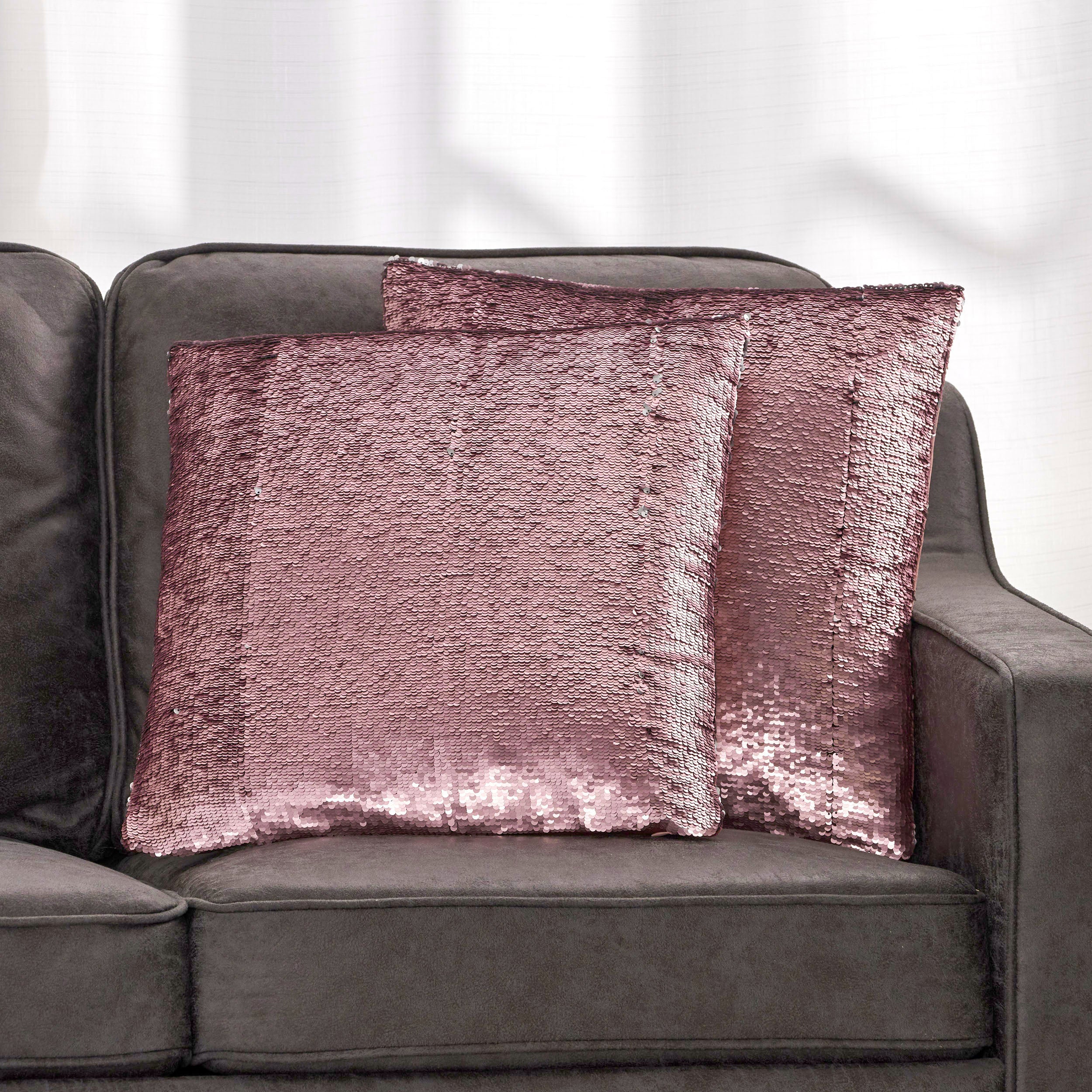 Jennifer Glam Square Reversible Sequin Throw Pillow