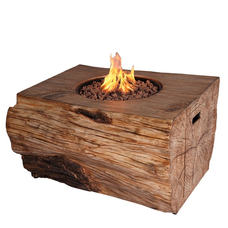 Patio Wood Coating Propane Fire Pit Table   Rectangle