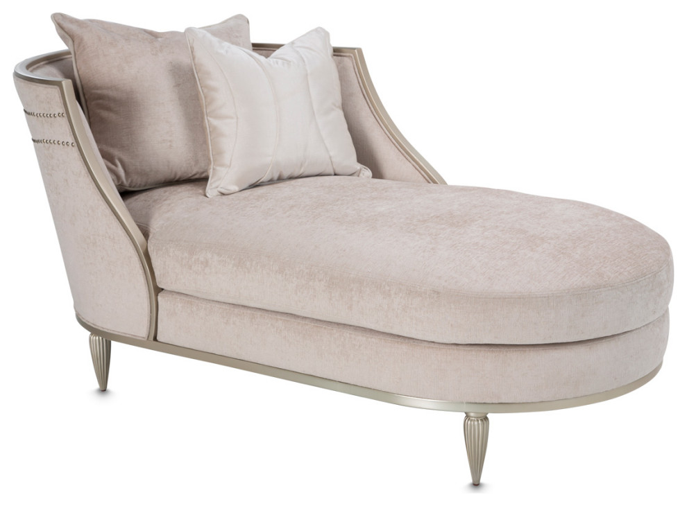 London Place Chenille Chaise   Parchment   Traditional   Indoor Chaise Lounge Chairs   by Michael Amini  Houzz