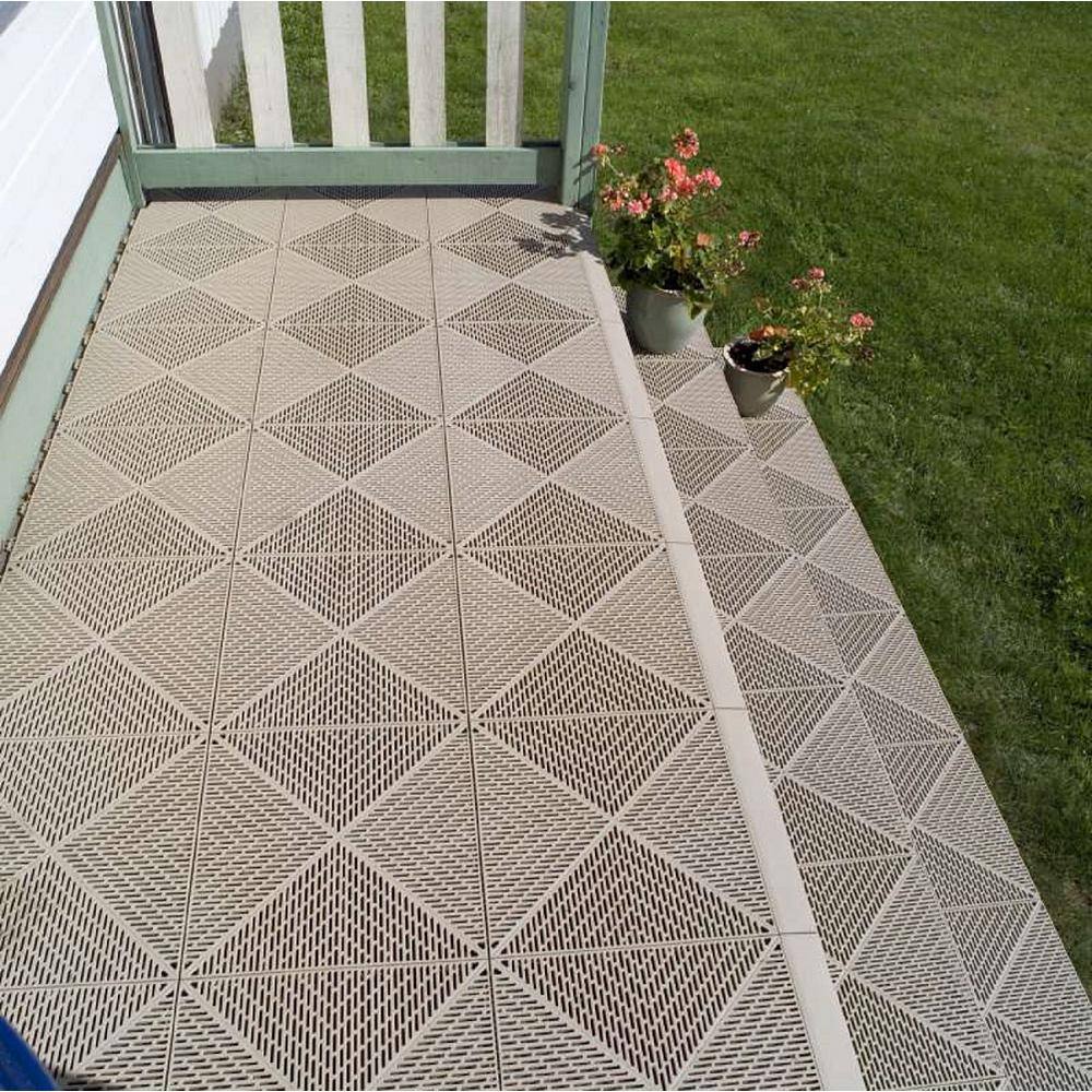 Bergo Unique 14.9 in. x 14.9 in. Sand Commercial or Residential Polypropylene Garage Flooring Tiles 14 Tiles UITILESD2