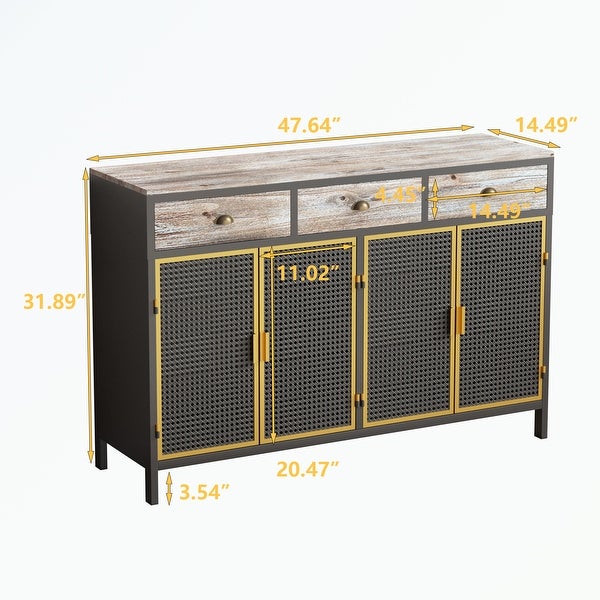 4 Doors Modern Sideboard with 3 Top Drawers