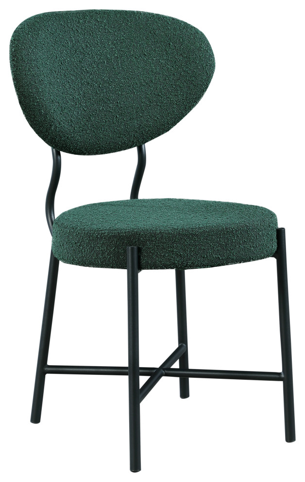 ure Boucle Fabric Upholstered Dining Chair  Set of 2   Contemporary   Dining Chairs   by Meridian Furniture  Houzz