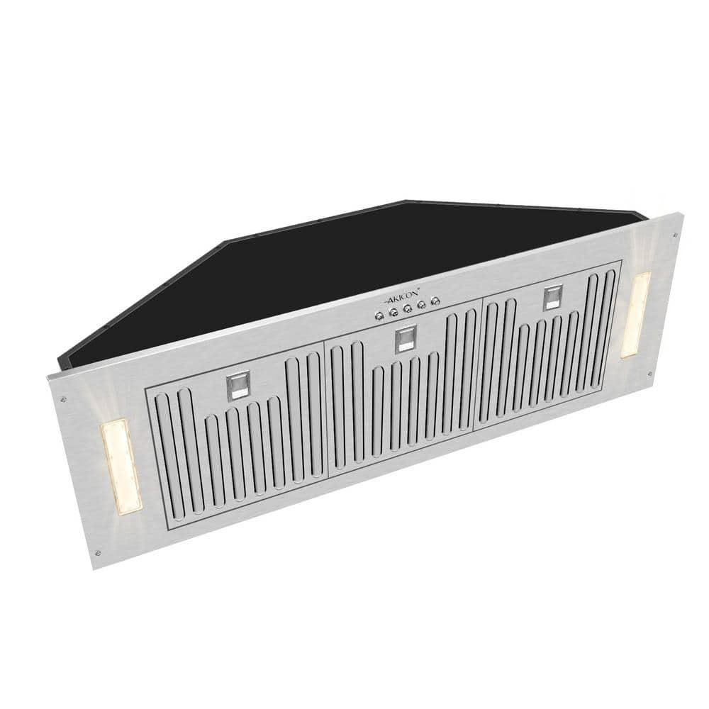 Akicon 36 in 3Speeds 600CFM Ducted InsertBuiltin Range Hood Ultra Quiet in Stainless Steel with Warm White Light