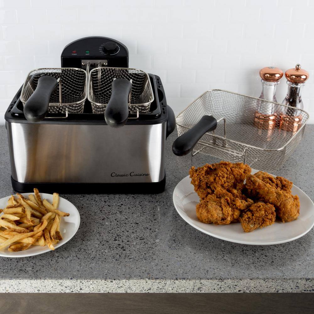 Classic Cuisine 4 Qt. 3-Basket Electric Deep Fryer (5-Piece) M030214