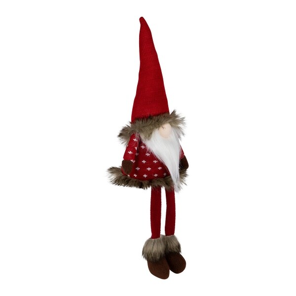 Sitting Plush Gnome with Dangling Legs Christmas Figure