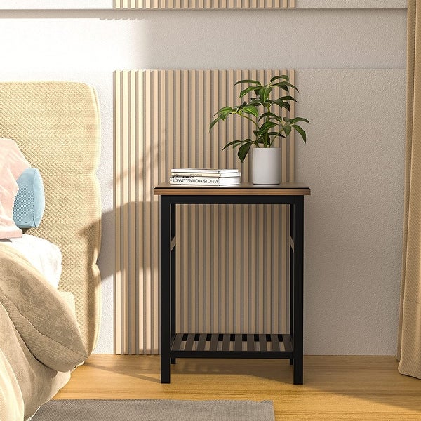 Modern Bamboo 2-Tier End Table/Side Table/Nightstand